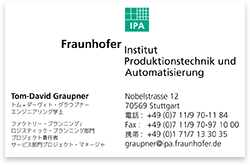 Fraunhofer Institut · Japanisch · Visitenkarten · Übersetzung und Fremdsprachensatz
